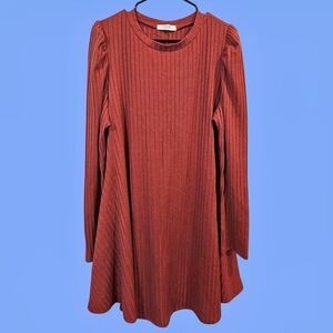 Jolie Ribbed Terracotta Long Sleeve Dress